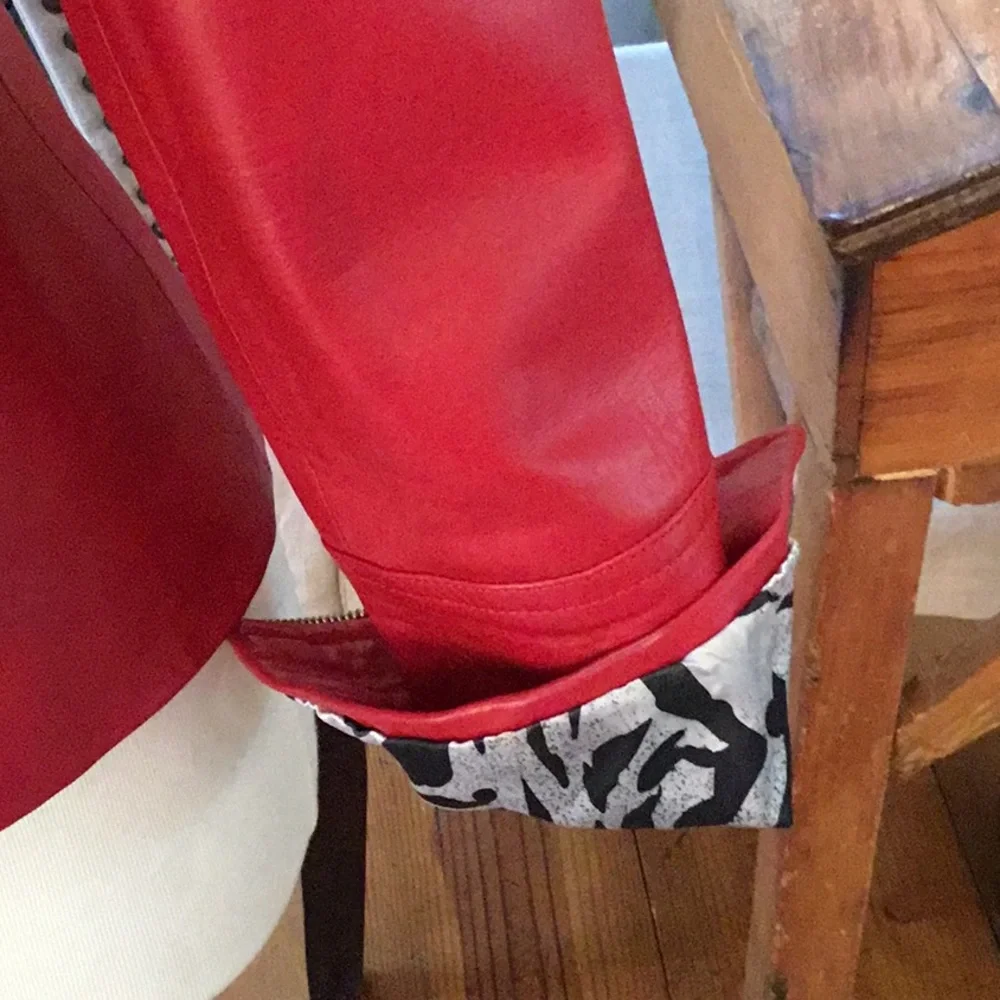 St. John Red Leather Jacket - Picture 7 of 9